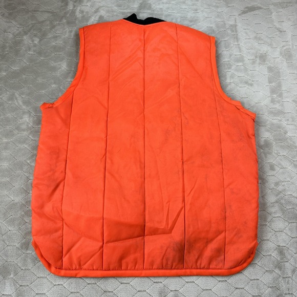 VTG Hunting Vest Reversible Woodland Camo Blaze Orange - Sz L - Simco Zipper - Picture 11 of 14